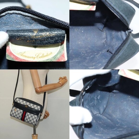 GUCCI GG Supreme Sherry Line Shoulder Bag PVC Navy Gold 98 02 004 Auth 123959 - Picture 16 of 16